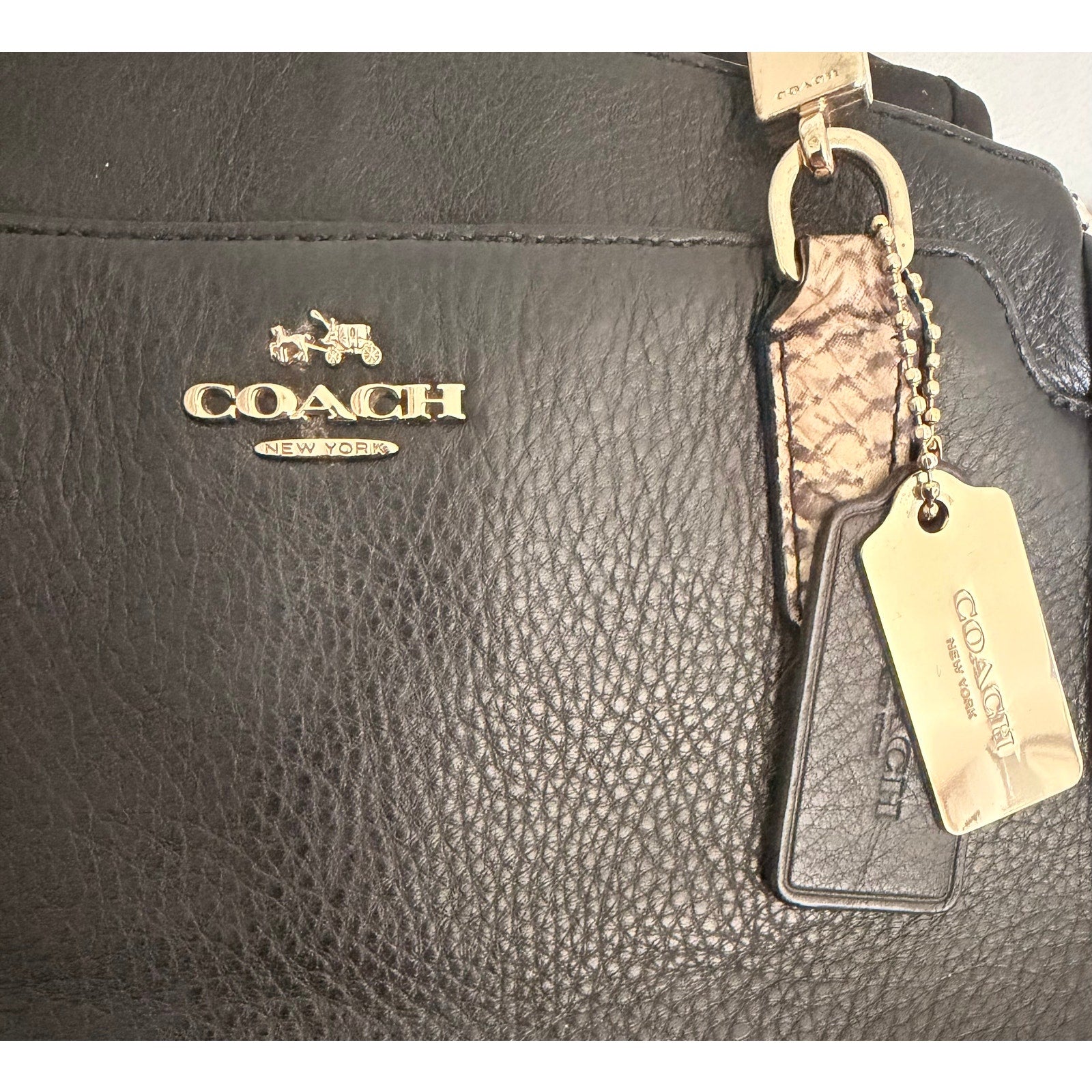Authentic Coach Minetta Bag Black Beige Logo Gold Hardware
