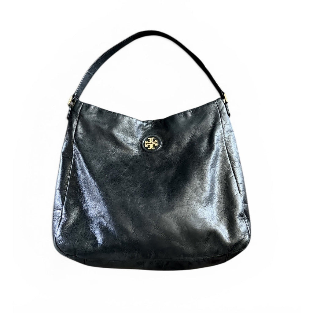 Tory Burch Large Slouchy Leather Hobo Gold Hardware Designer Logo