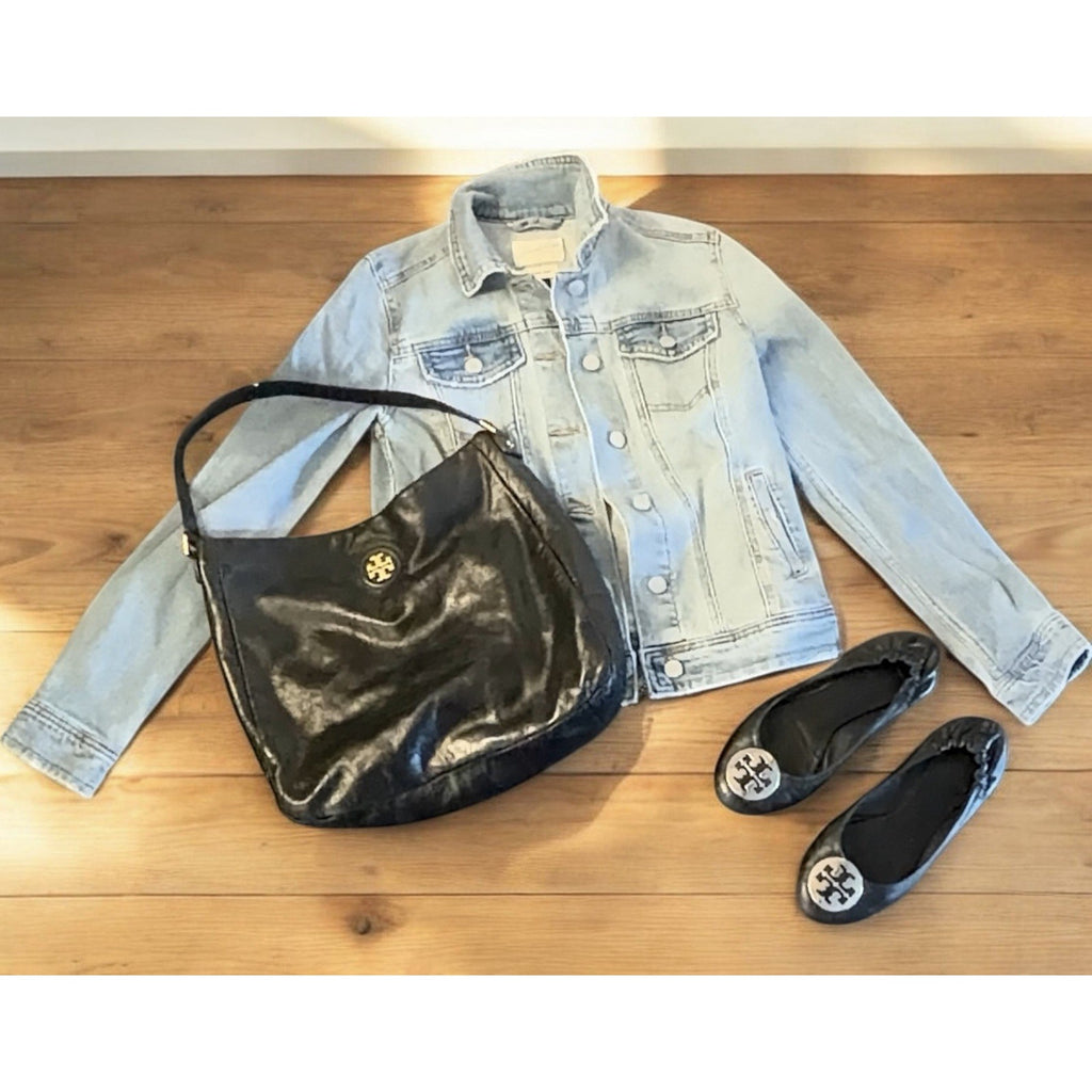 Tory Burch Large Slouchy Leather Hobo Gold Hardware Designer Logo