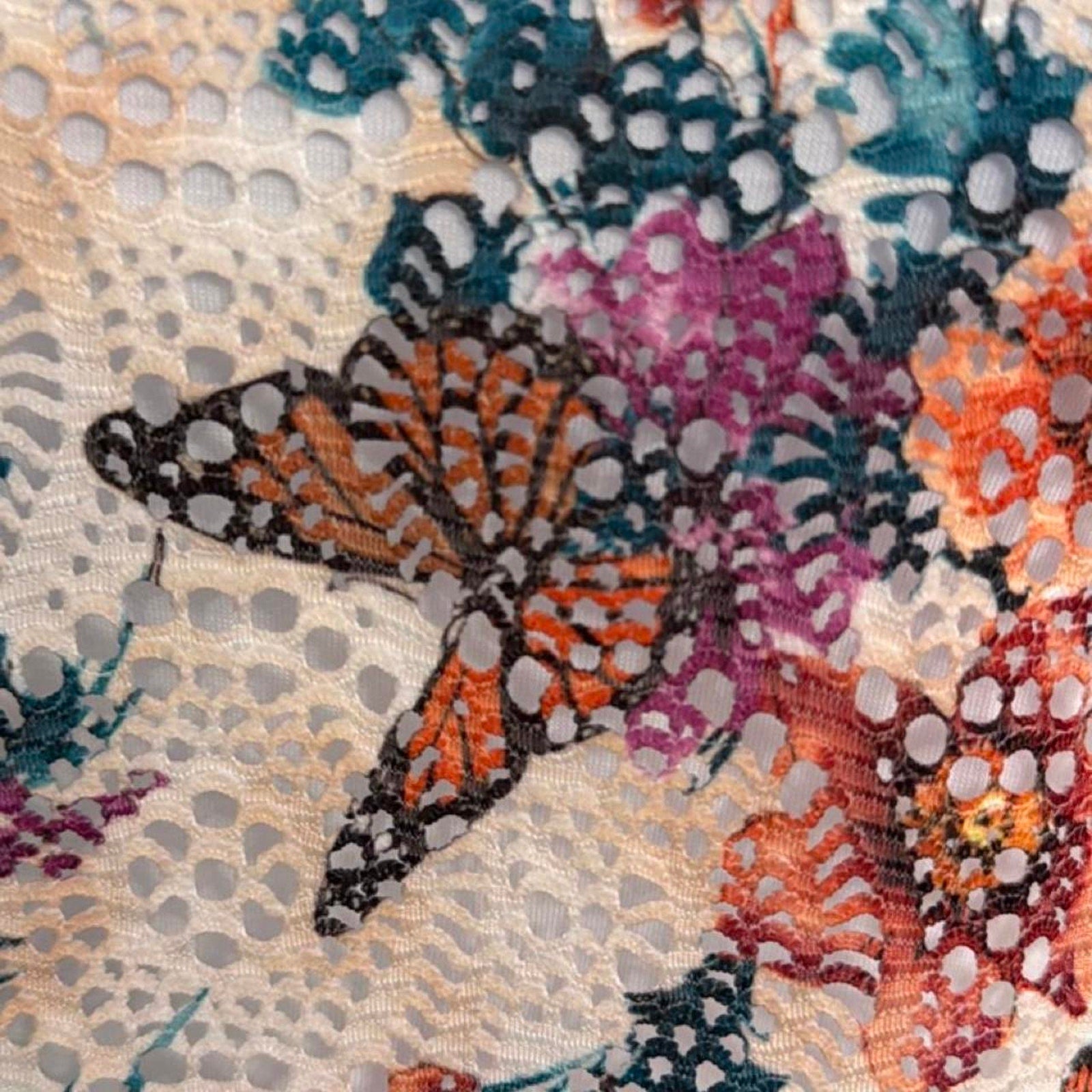 Y2k butterfly mesh layered top