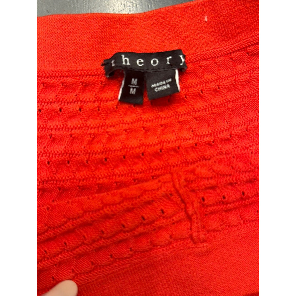 Theory Rortie Prosecco Red/ Orange Textured A-Line Skater Skirt